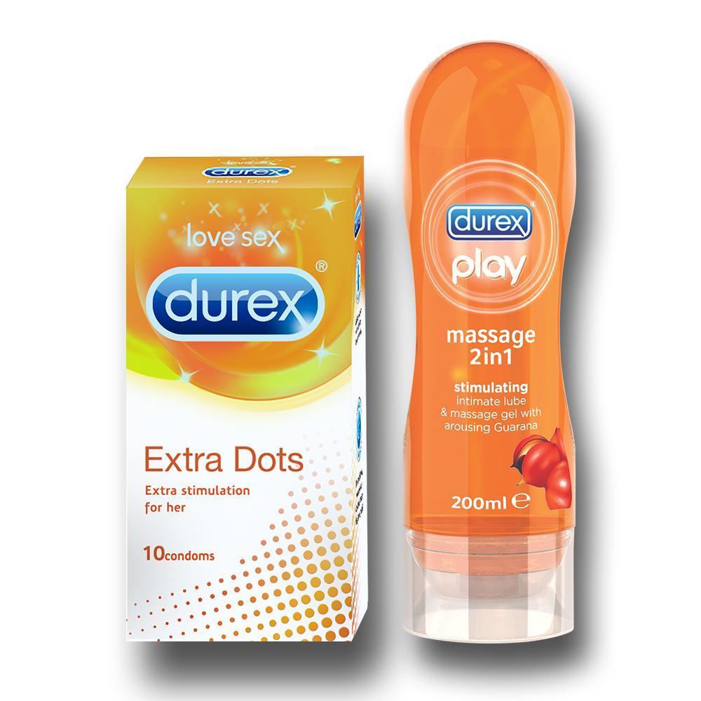 Pleasure Pack (Durex Stimulating 200ml, Extra Dots 10 Units)