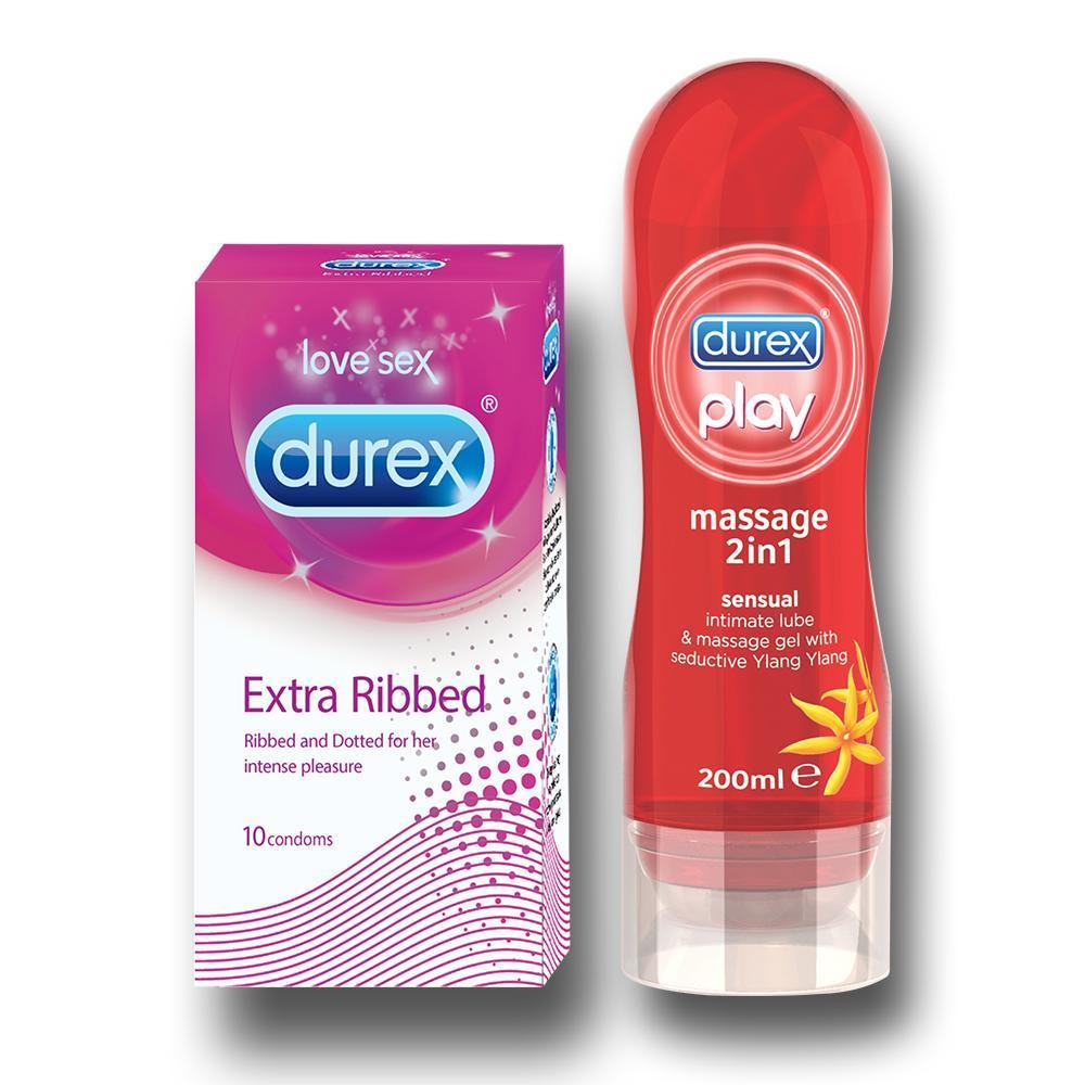 Pleasure Pack (Durex Sensual 200ml, Extra Ribbed 10 Units)