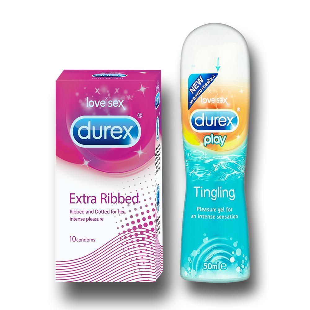 Pleasure Packs (Durex Tingling 50ml, Extra Ribbed 10 Units)