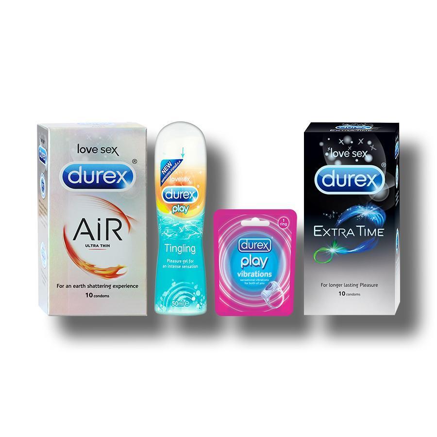 Naughty Affairs (Condoms - Extra time & Air - 10 units each with Tingling lubricant 50ml & Ring)