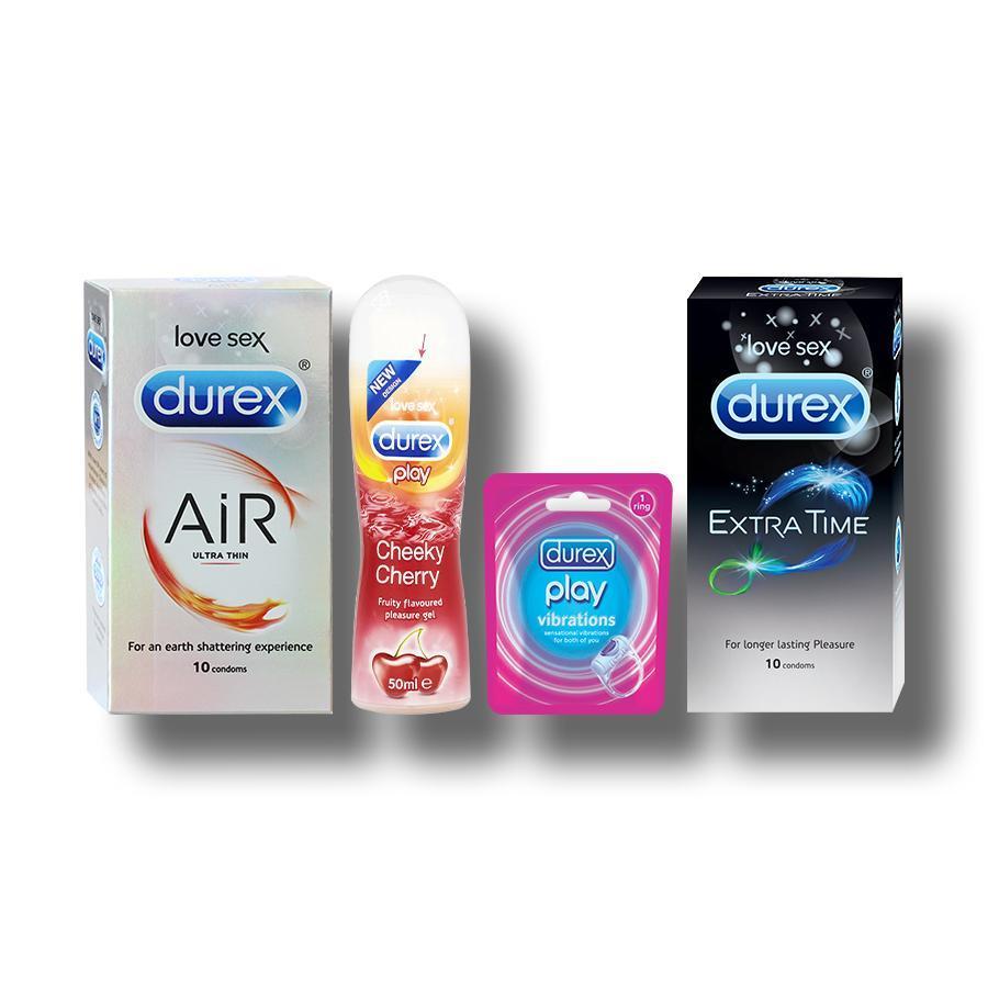 Exotic Thrills (Condoms - Extra time & Air - 10 units each with Cheeky Cherry lubricant 50ml & Ring)