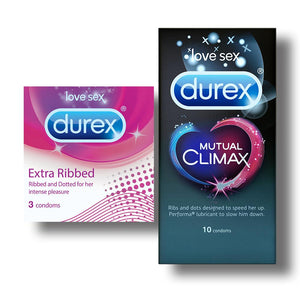 Durex Condoms, Extra Ribbed- 3 Units with Mutual Climax 10s