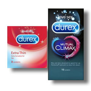 Durex Condoms, Extra Thin- 3 Units with Mutual Climax 10s