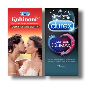 Kohinoor Condoms, Juicy Strawberry- 10 Units with Mutual Climax 10s