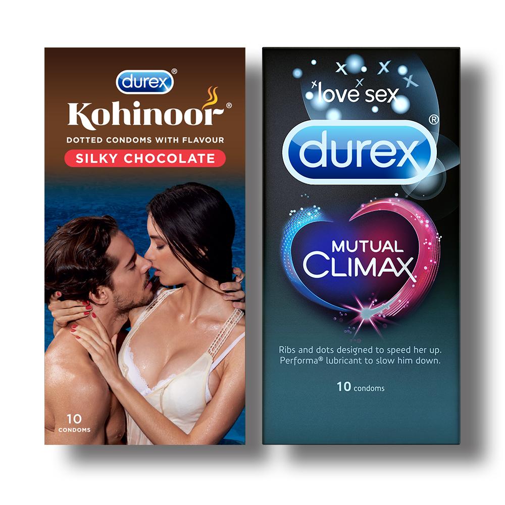Kohinoor Condoms, Silky Chocolate- 10 Units with Mutual Climax 10s
