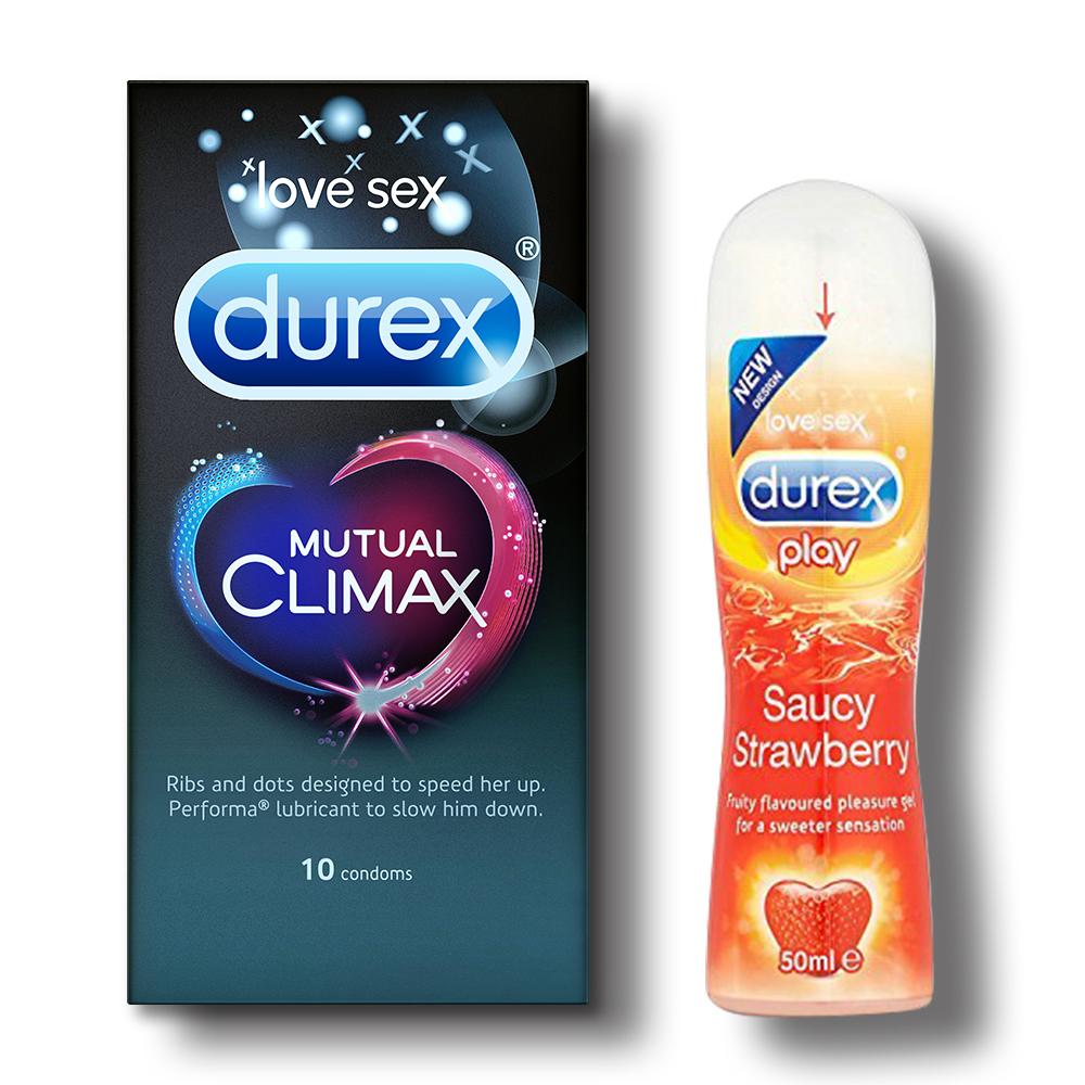 Durex Play Lubricant Gel, Saucy Strawberry- 50ml with Mutual Climax 10s