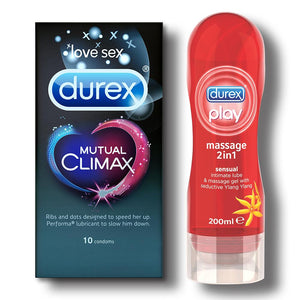 Durex Play Massage 2in1 Lubricant Gel, Sensual- 200 ml with Mutual Climax 10s