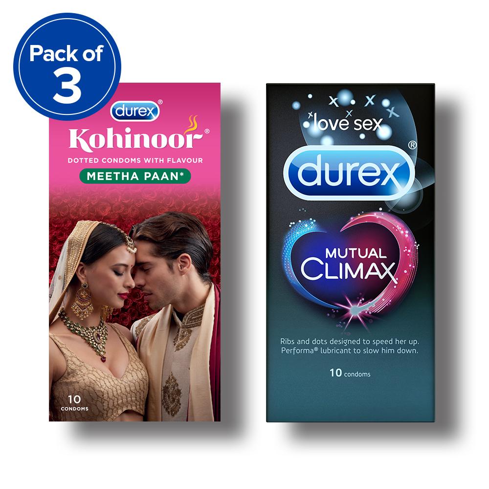 Kohinoor Condoms, Meetha Pan- 10 Units (Pack of 3) with Mutual Climax 10s