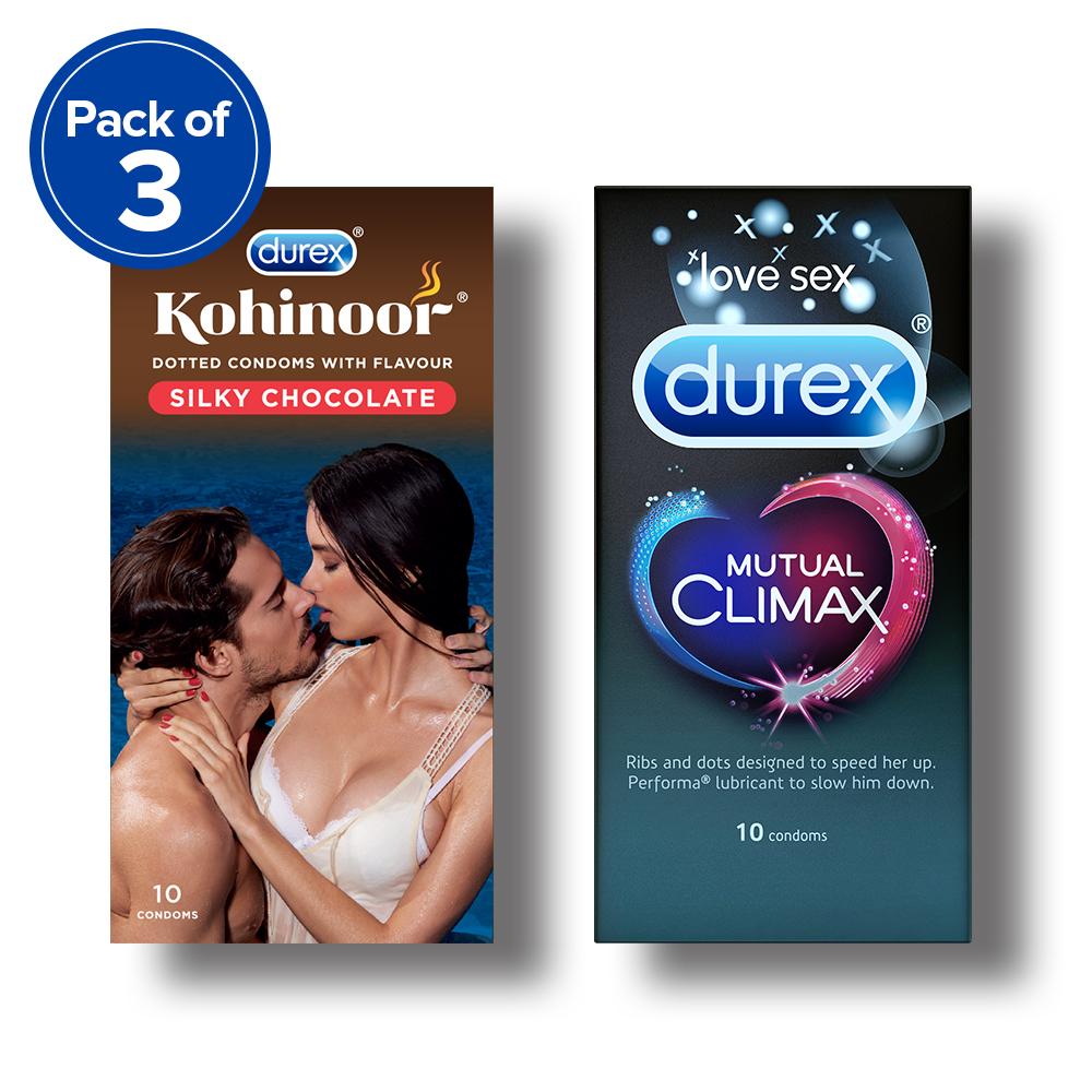 Kohinoor Condoms, Silky Chocolate - 10 Units (Pack of 3) with Mutual Climax 10s