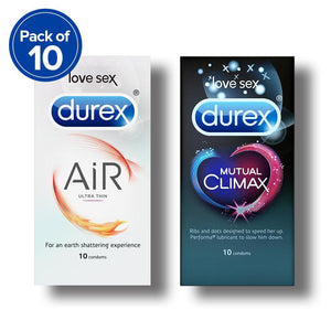 Durex Condoms, Air- 10s (Pack of 10) with Mutual Climax 10s