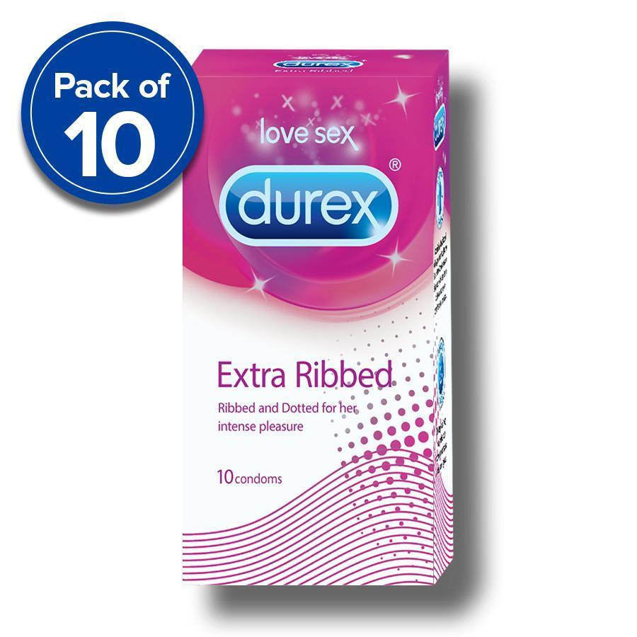 Durex Condoms, Extra Ribbed- 10s (Pack of 10)