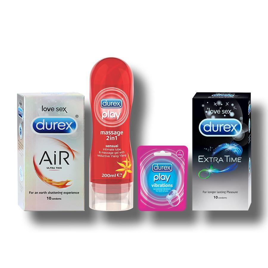 Forest Fun (Condoms - Extra time & Air - 10 units each with Sensual 2-in-1 lubricant massage gel 200ml & Ring)