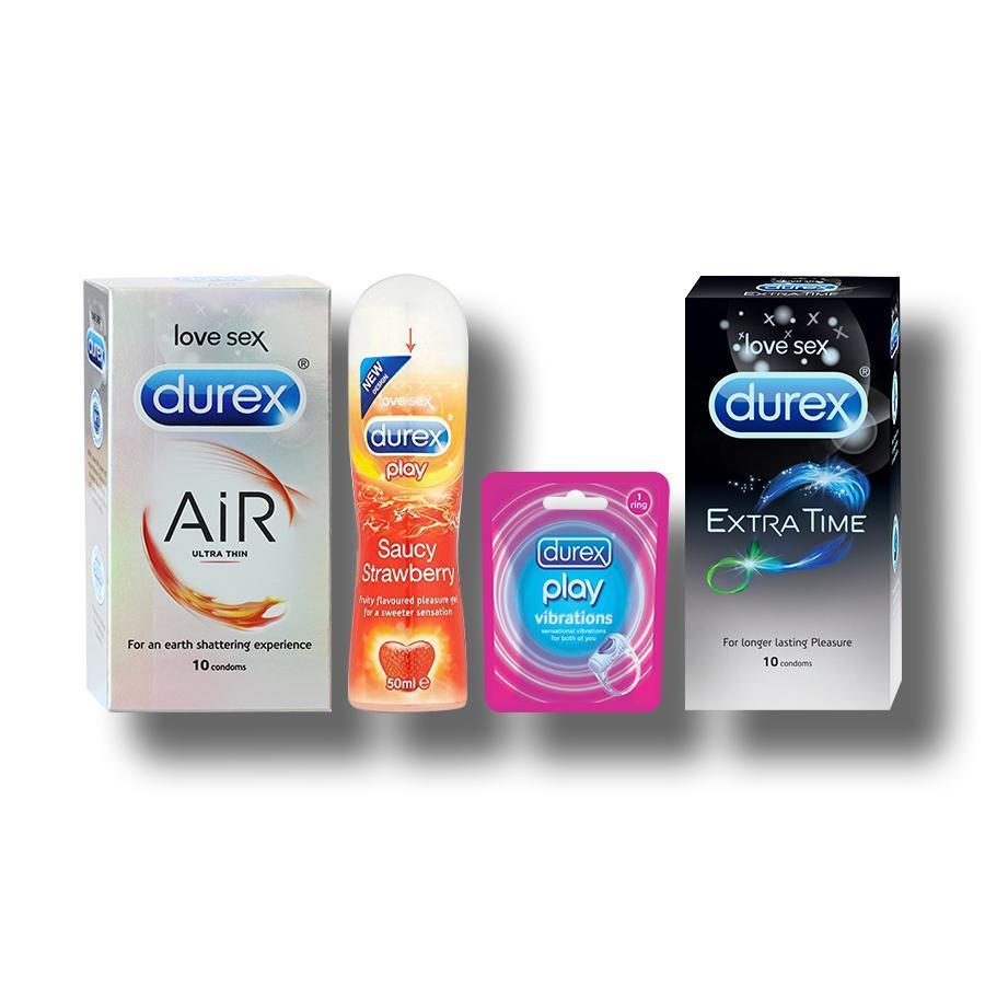 Cozy Nights (Condoms - Extra time & Air - 10 units each with Saucy Strawberry lubricant 50ml & Ring)